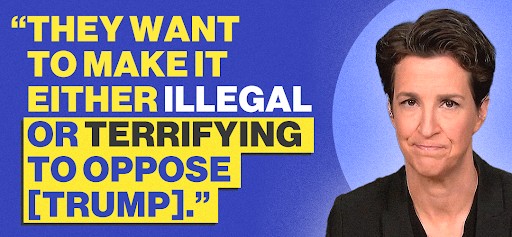 Rachel Maddow: "They want to make it either illegal or terrifying to oppose [Trump]."